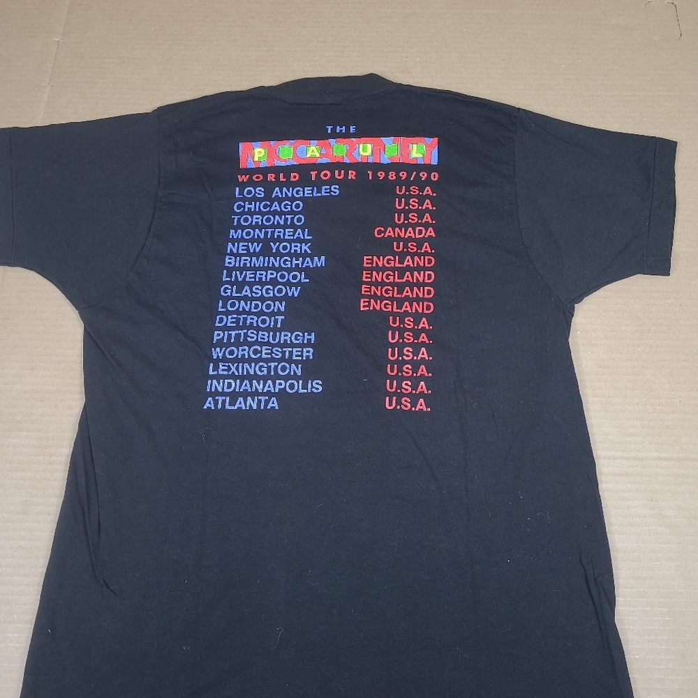 Vtg 80s Paul McCartney 1989‎ -90 World Tour T-Shirt Black Sz Xl Single Stitch - Picture 8 of 11